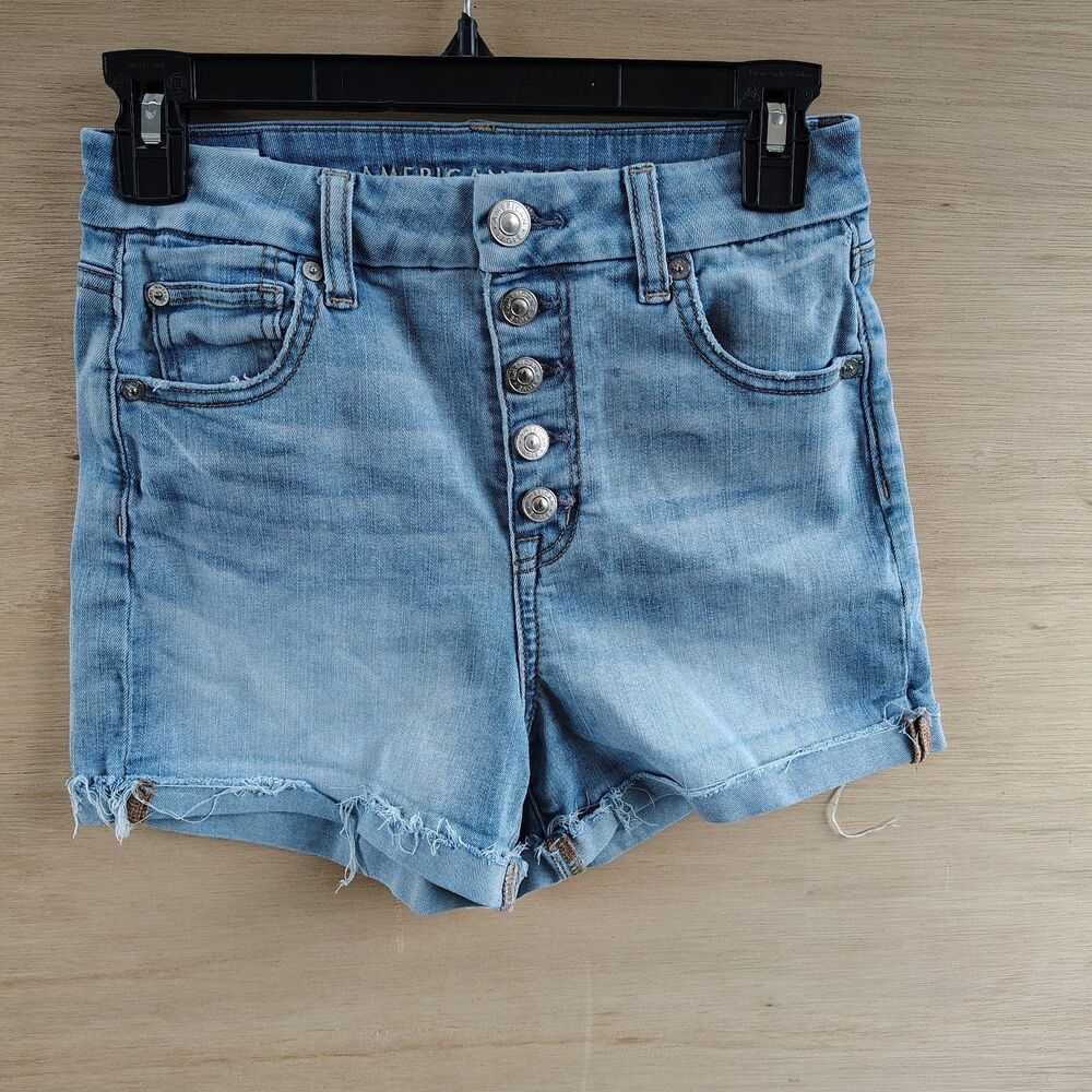 American Eagle  Curvy Hi Rise Shortie Next Level Stretch 4 Button Fly Denim